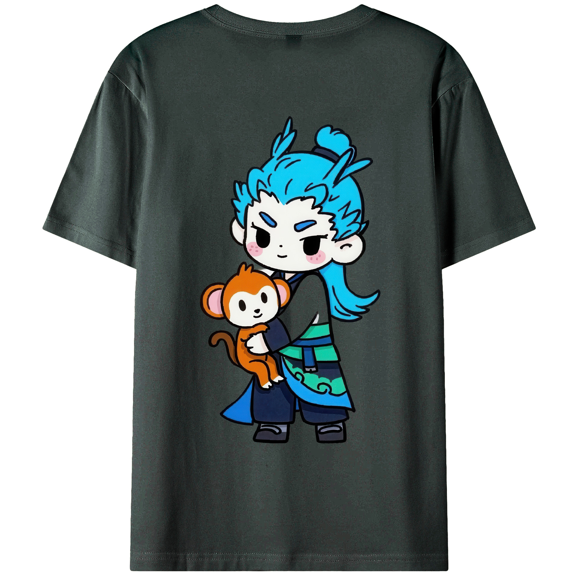 （画像用） Ne Zha 2 ナタ 魔童の大暴れ 綿100％ メンズ半袖Tシャツ（バックプリント） 通気性